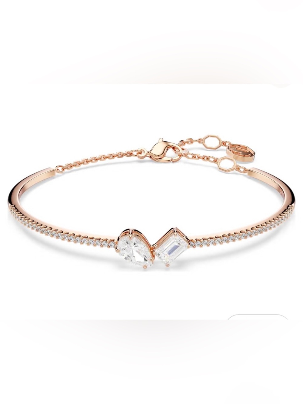 Swarovski Mesmera Bangle rose gold plated finish. Pear and octagon crystals NWOT - Picture 6 of 7